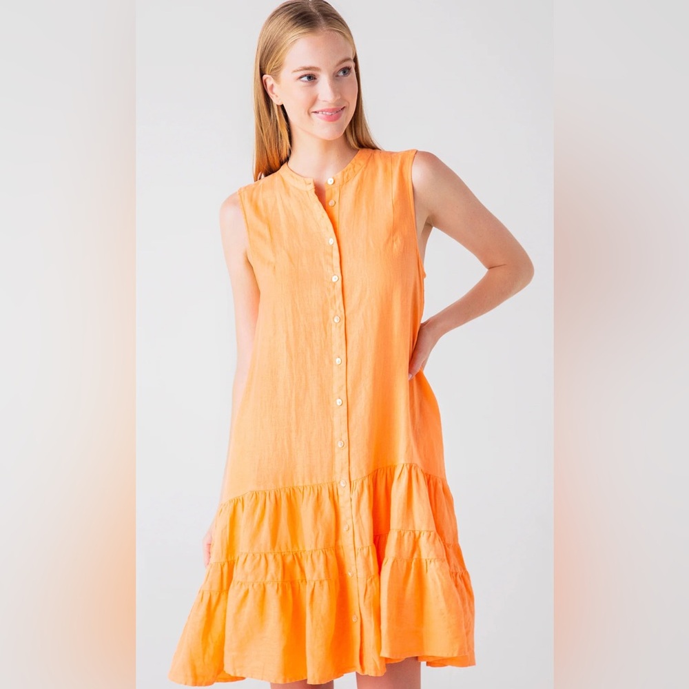 Joie Linen Coral Button-Down Dress